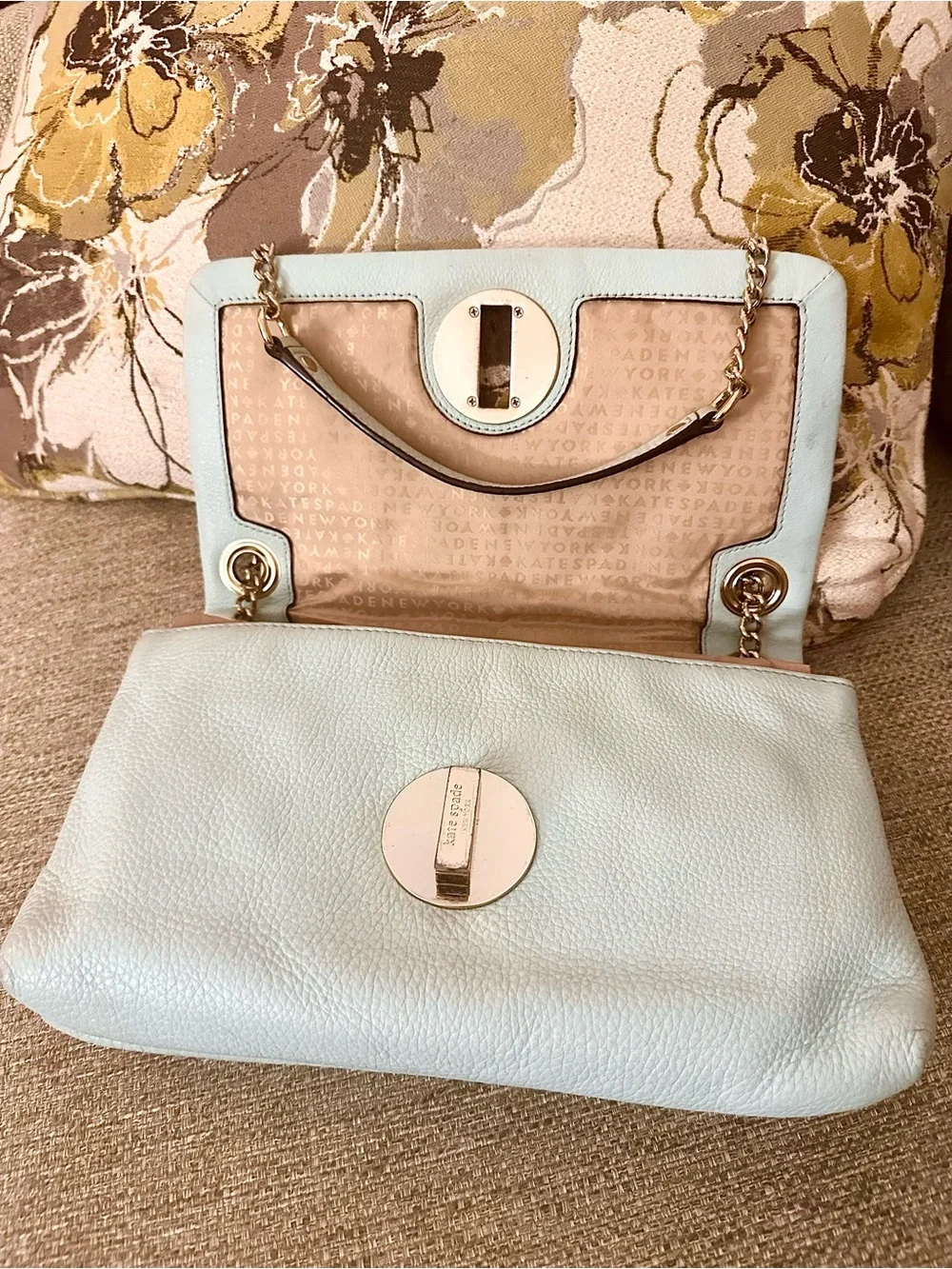 kate spade Astor Court Blue Quilted Leather Shoulder Bag With Turn Lock